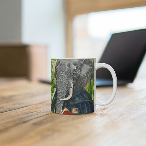 animism 4.0, Wisdom (Elephant) - White Ceramic Mug