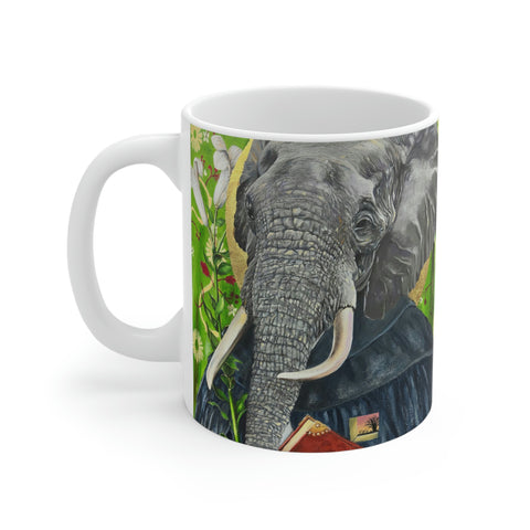 animism 4.0, Wisdom (Elephant) - White Ceramic Mug